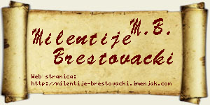 Milentije Brestovački vizit kartica